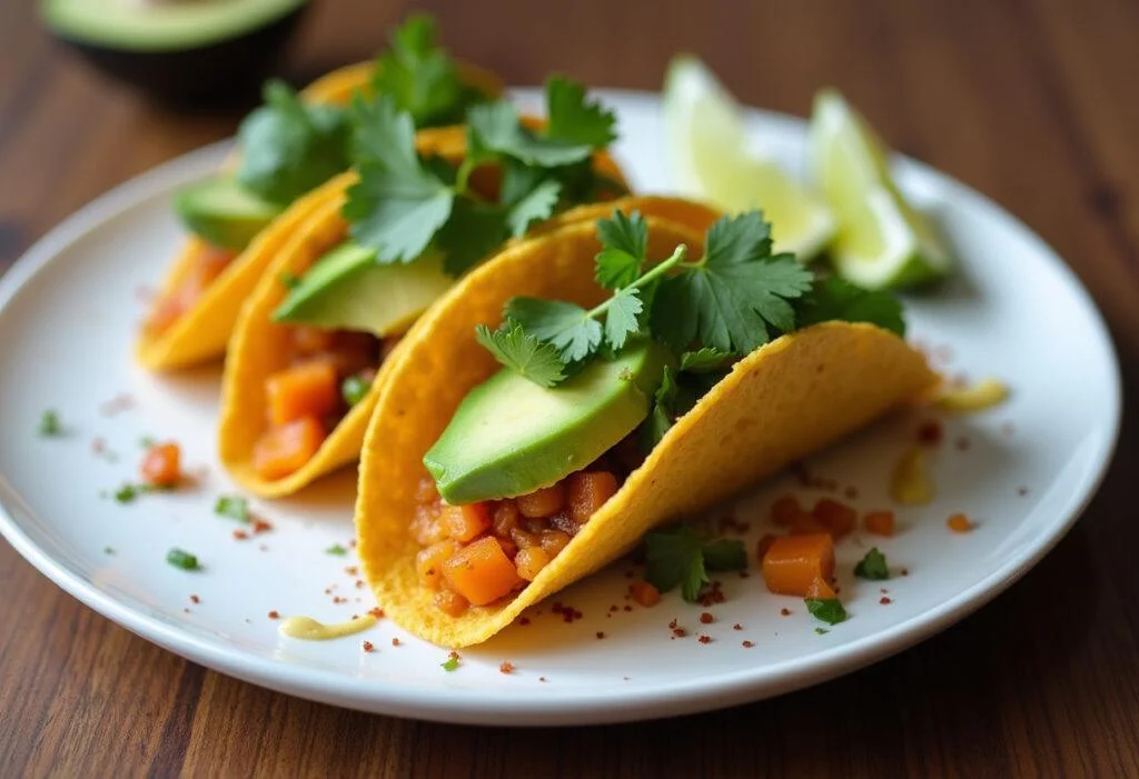 Delicious Butternut Squash Tacos ready to enjoy, topped with fresh ingredients.