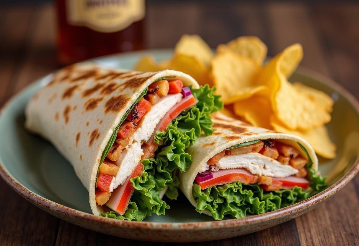 Deliciously prepared Grilled Chicken Caesar Wrap, perfect for lunch or a light dinner.