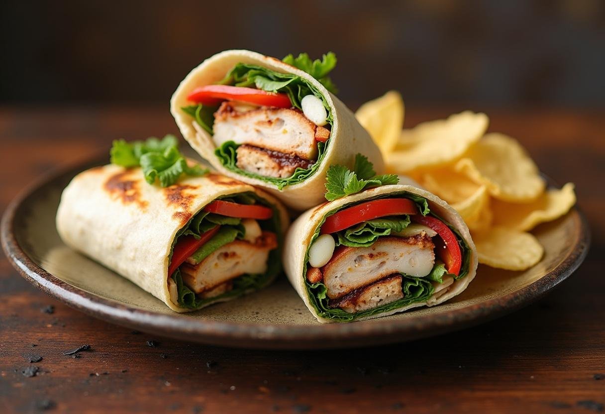 Deliciously prepared Grilled Chicken Caesar Wrap, perfect for lunch or a light dinner.