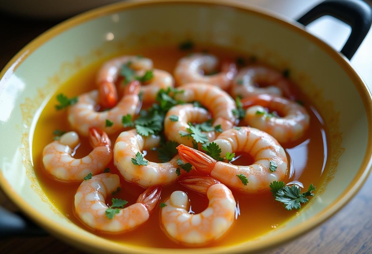 Fresh shrimp marinated in garlic, lemon juice, and herbs for Grilled Lemon Herb Shrimp.