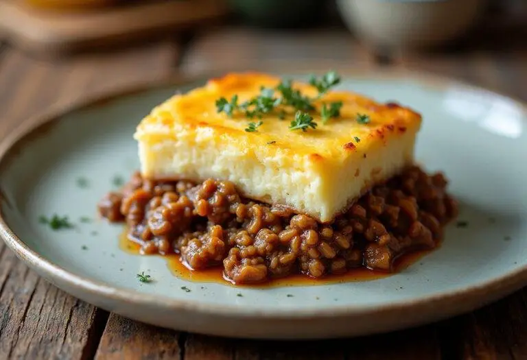 Delicious Healthy Shepherd's Pie with a golden topping, perfect for a nutritious meal.