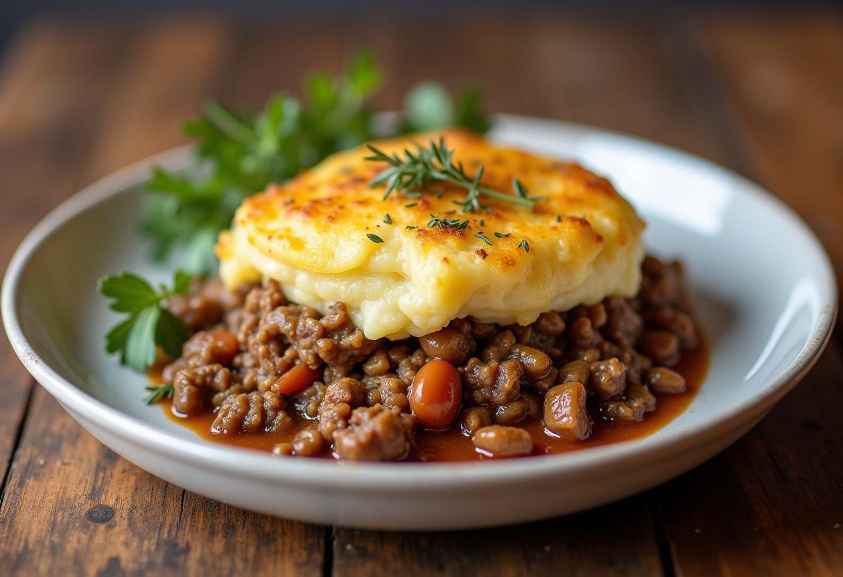 Delicious Healthy Shepherd's Pie with a golden topping, perfect for a nutritious meal.