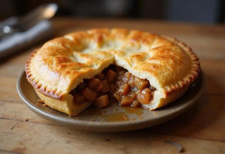 Final presentation of air fryer pot pie, showcasing flaky crust and delicious filling perfect for any dining occasion.