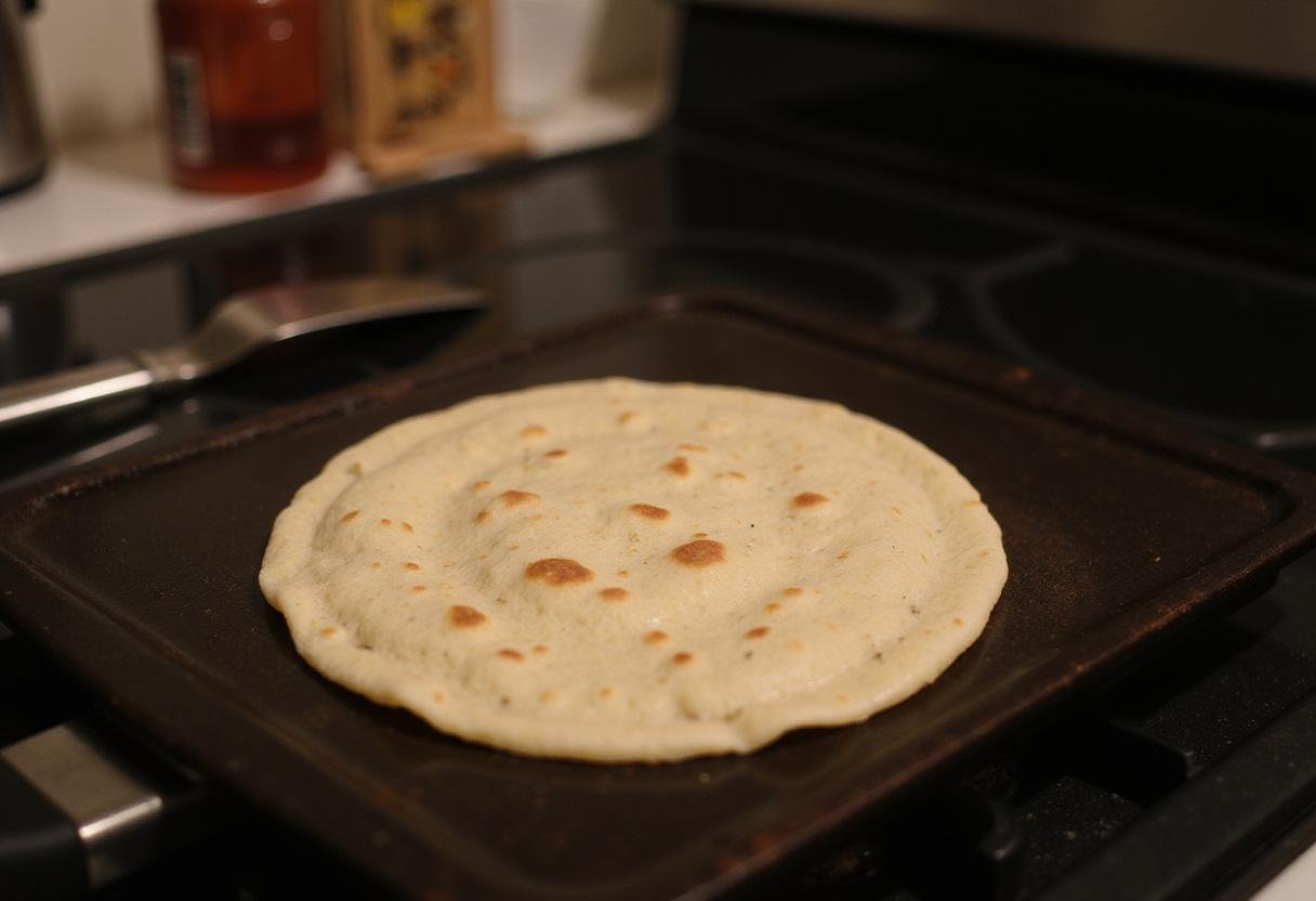 Heating tortillas on a griddle for authentic el gran taco, achieving the ideal texture for delicious fillings.