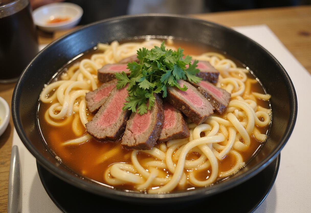 Assemble authentic Vietnamese pho by layering noodles, hot broth, and fresh beef slices in a bowl for a delicious meal.
