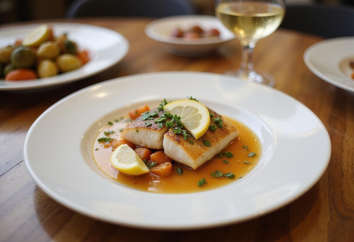 Delicious and visually appealing presentation of baked swordfish elegantly served with vegetables, perfect for a baked swordfish recipe meal.