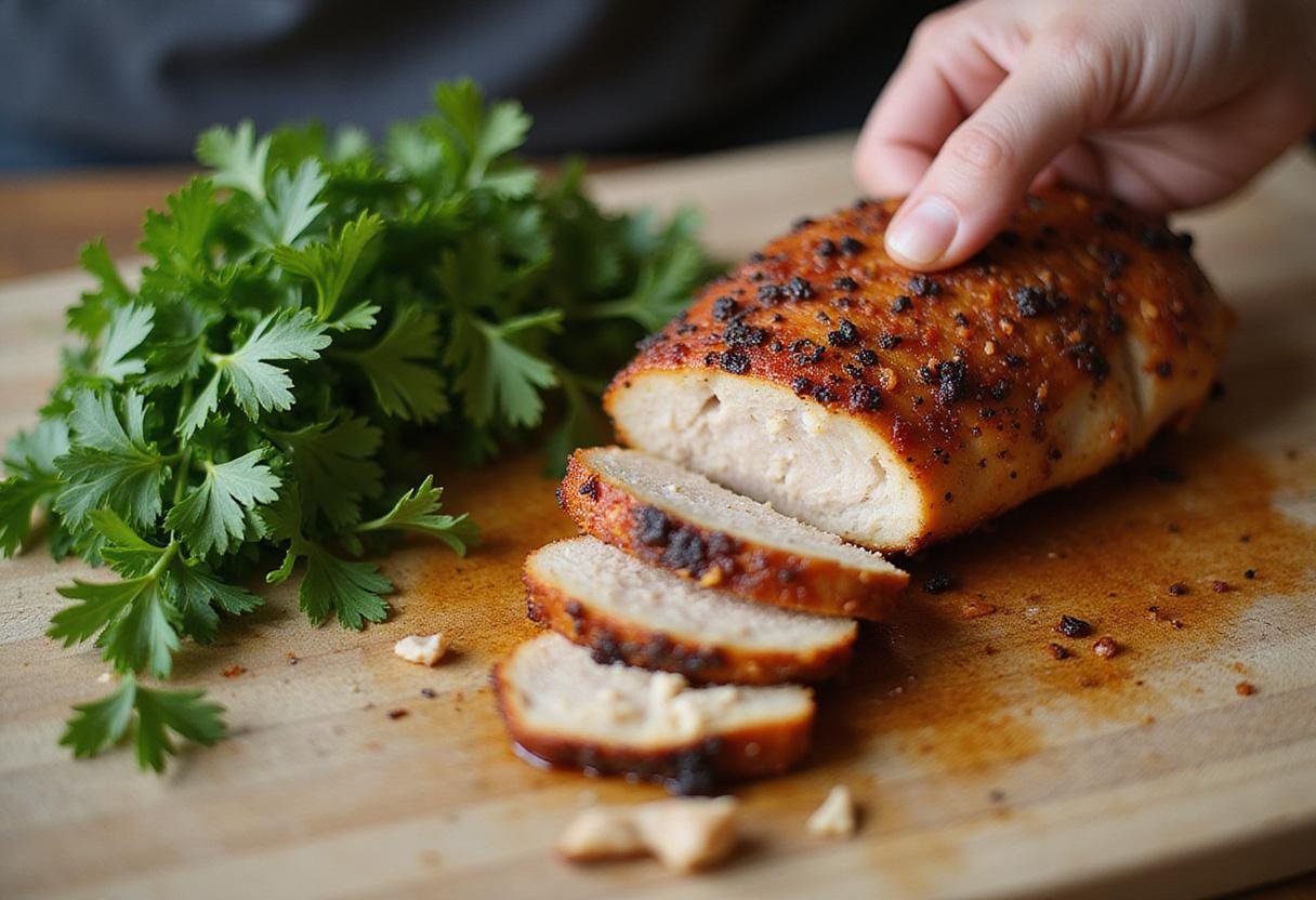 Slicing blackened chicken for a stunning presentation in Blackened Chicken Alfredo.
