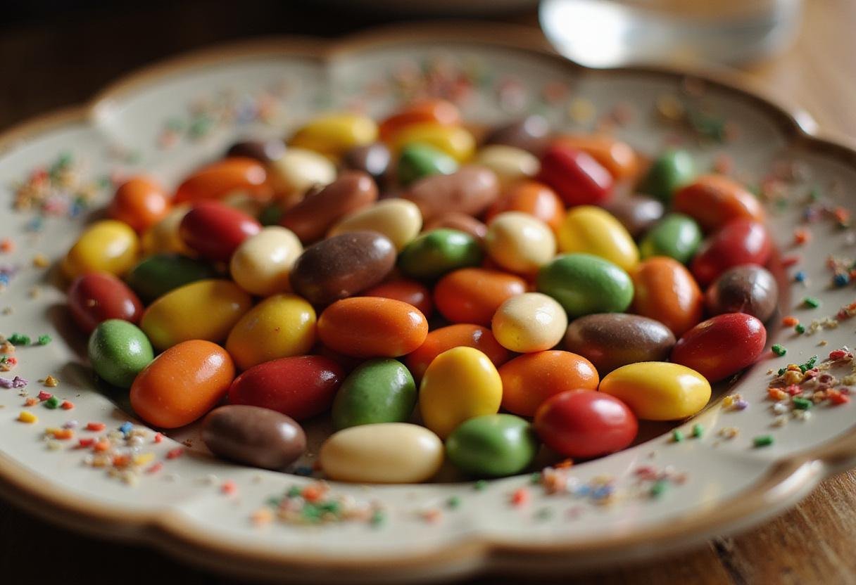 Delicious Boston beans candy treats displayed elegantly, perfect for candy lovers and festive occasions.