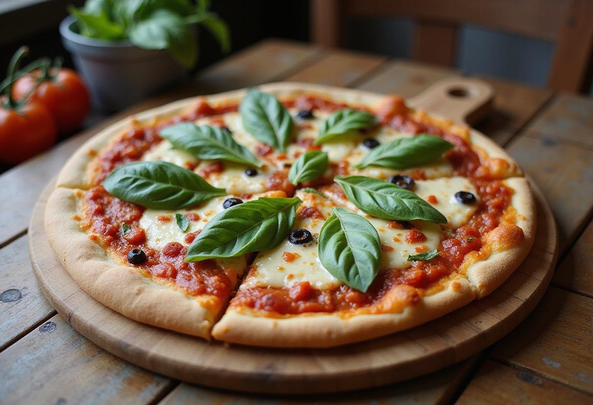 Delicious final result of Bruno's pizza menu with a beautifully baked pizza showcasing fresh ingredients and inviting presentation.