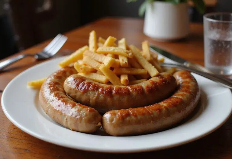 Delicious Chappell Hill sausage plate ready to serve, showcasing the vibrant colors of the sausages and vegetables.