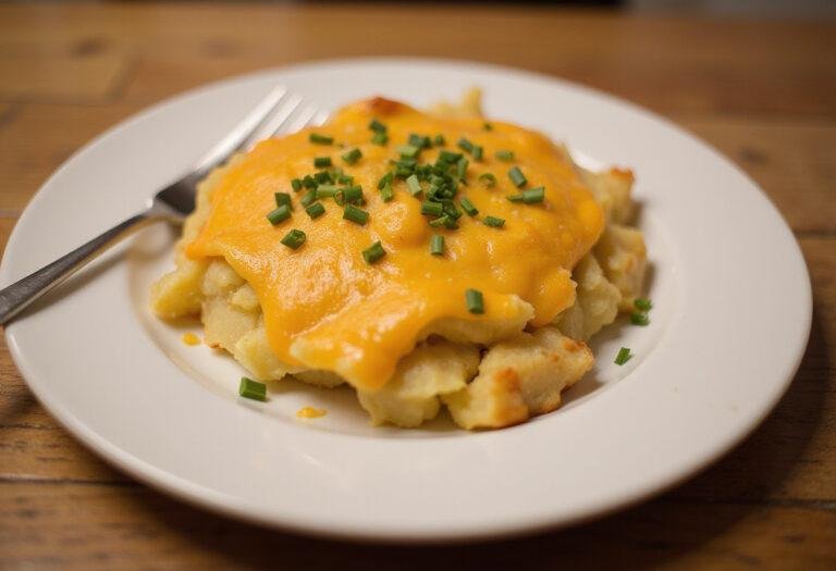 Delicious cheesy smashed potatoes served hot with a golden crust, the perfect side dish for any meal.