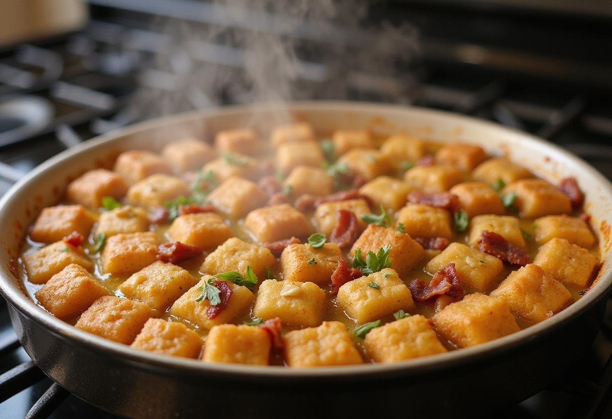 Delicious Chicken Bacon Ranch Tater Tot Casserole ready to be served.