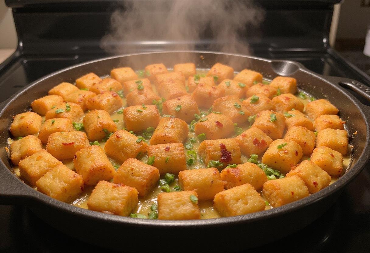 Delicious Chicken Bacon Ranch Tater Tot Casserole ready to be served.