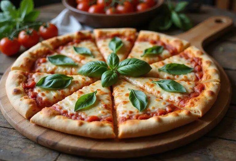 Final presentation of Classic Italian Tiverton Pizza, showcasing its delicious toppings and perfect crust, ideal for serving.