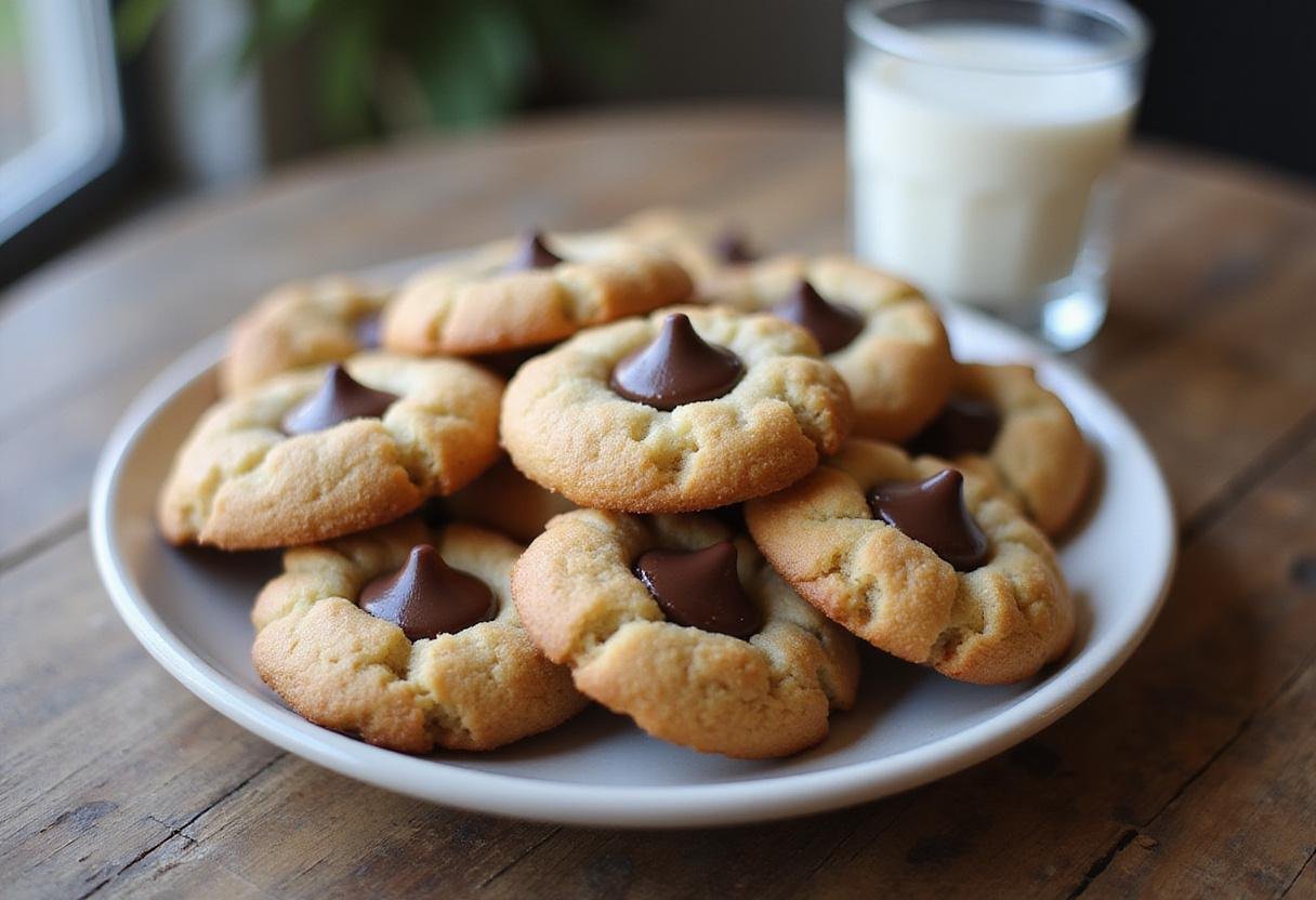 Delicious Classic Neighborhood Park Cookies served on a plate, the perfect snack from Eat n Park, with a glass of milk.