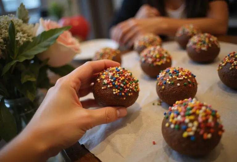 Close-up of a hand selecting a colorful cake pop from an assortment of delicious cake flavors, highlighting the fun of cake pop creation.