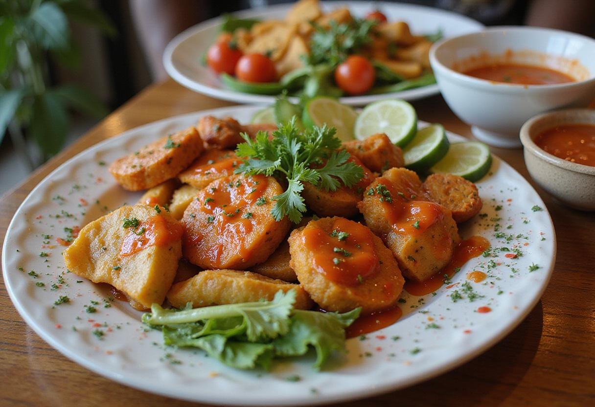 Delicious dishes served with fiery fresh hot sauce, highlighting the essence of a hot sauce recipe.