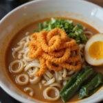 Delicious Funyuns topped ramen creation served in a bowl, highlighting the crunchy topping and vibrant ingredients for an enticing presentation.