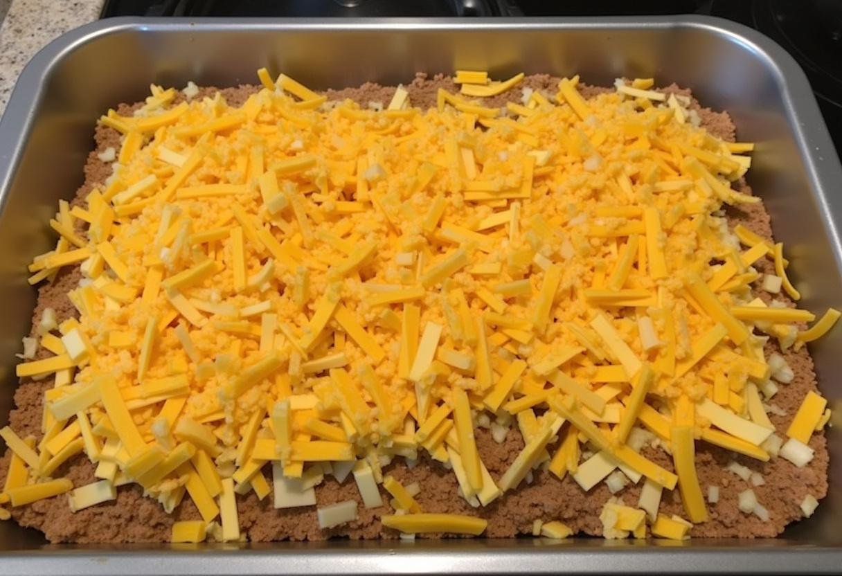 Layering corn tortillas with turkey and cheese for delicious ground turkey enchiladas.