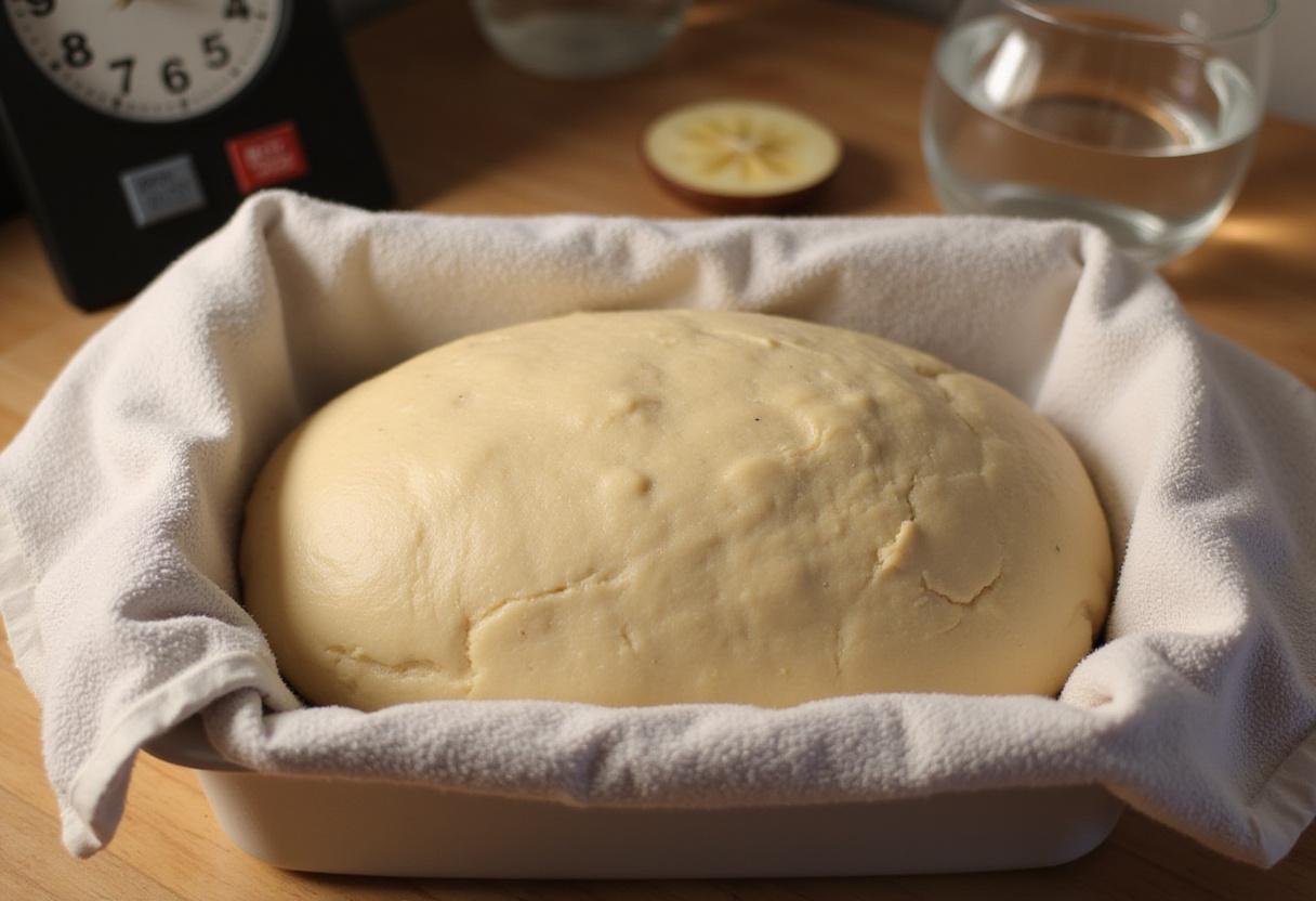 Preparing high-fiber bread dough in a loaf pan for proofing, ensuring an airy and fluffy texture in the final bread.