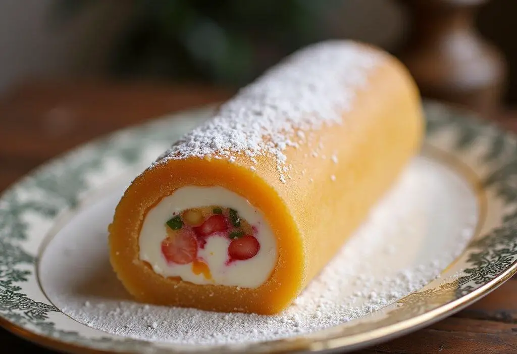 Exquisite jelly roll cincinnati treat, highlighting the delicious filling and powdered sugar topping in a delightful presentation.
