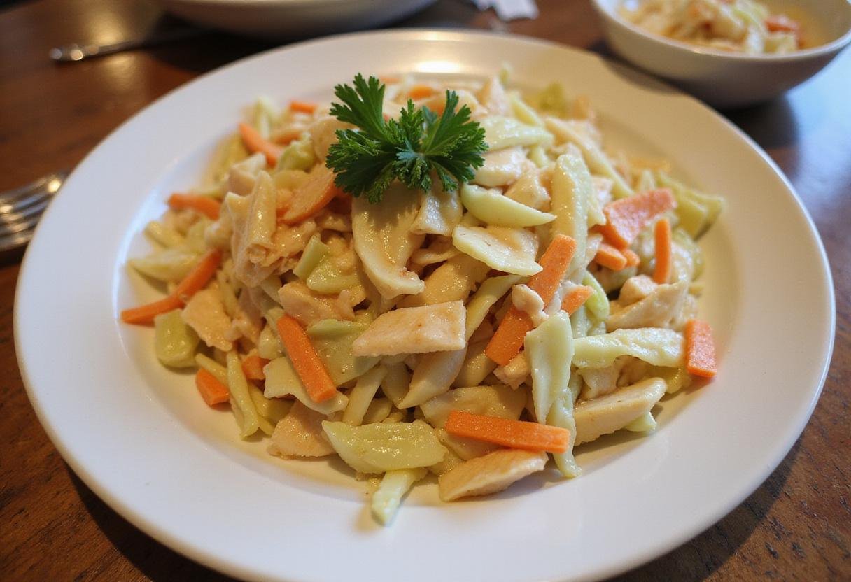 A plate of fresh and colorful coleslaw as a perfect accompaniment to jerk chicken, showcasing the vibrant ingredients.