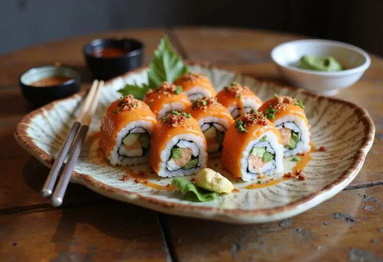 Final presentation of Khin's sushi Richmond experience, showcasing a variety of beautiful sushi rolls enjoyed in Richmond, KY.