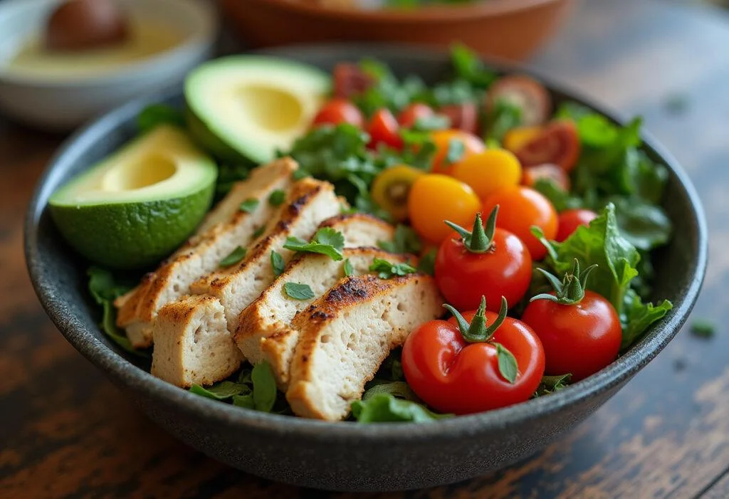 Finished Lean & Green Bowl, a healthy and colorful meal packed with nutrients.
