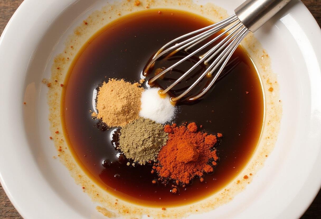 Marinade preparation for lean beef jerky featuring healthy ingredients for the ultimate healthiest beef jerky flavor.