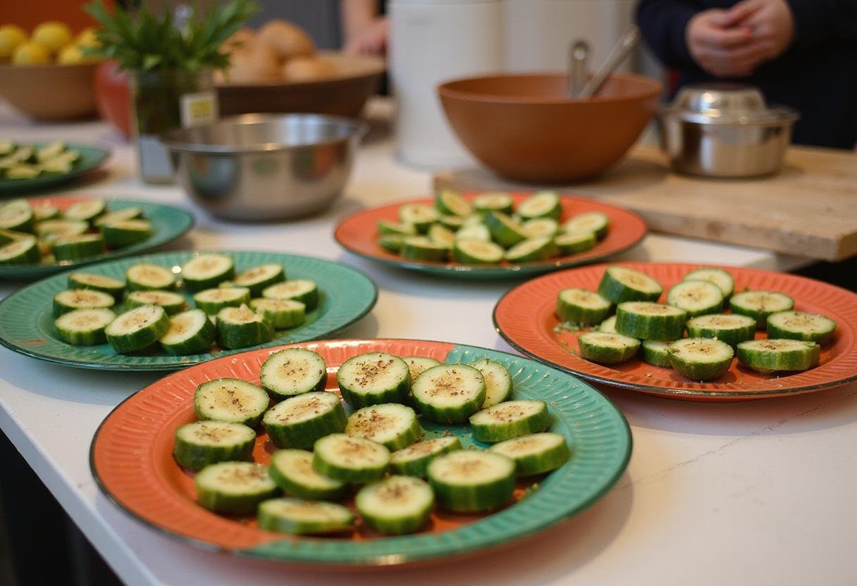 Party-ready light Persian cucumber bites displayed on a colorful platter, ideal for healthy gatherings.