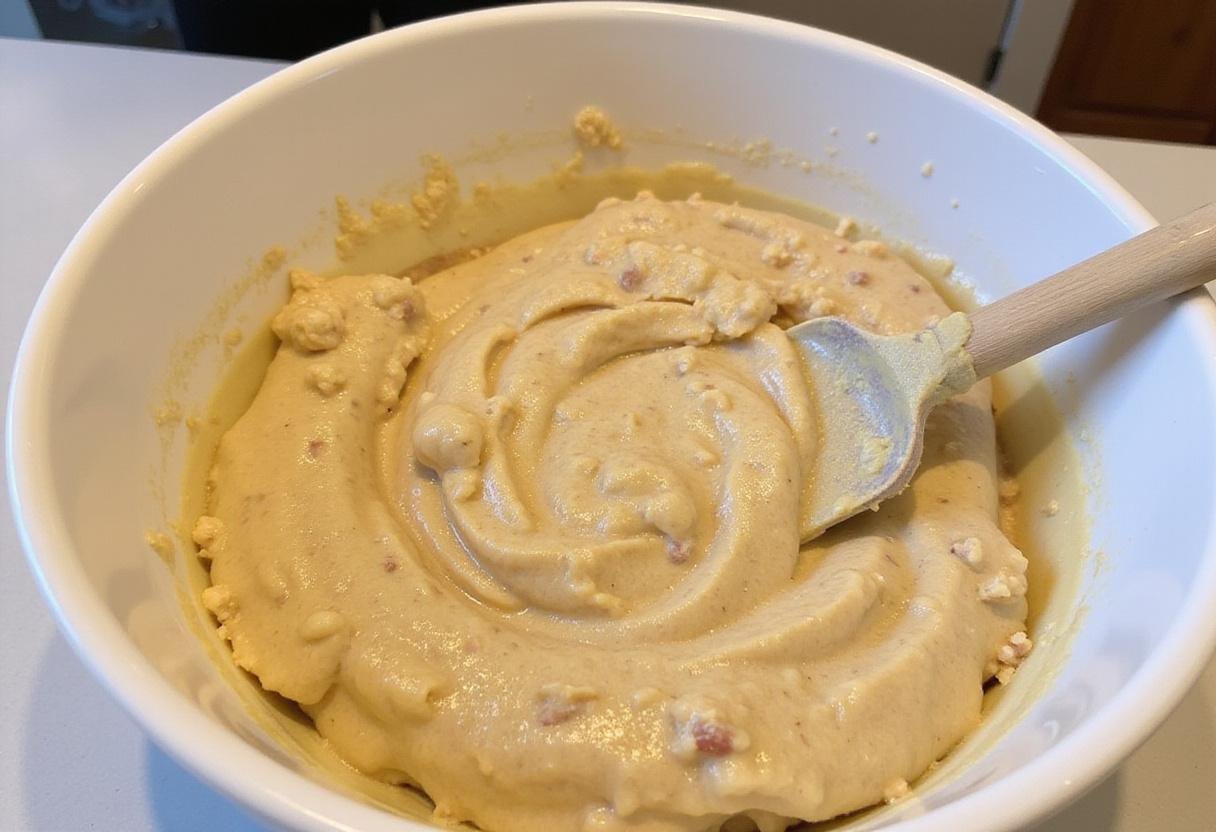 Combining warm water into the rye flour mixture to create a sticky dough for making rye bread, focusing on rye bread nutrition facts.