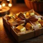 luxurious gold wrapped chocolates in an elegant presentation box
