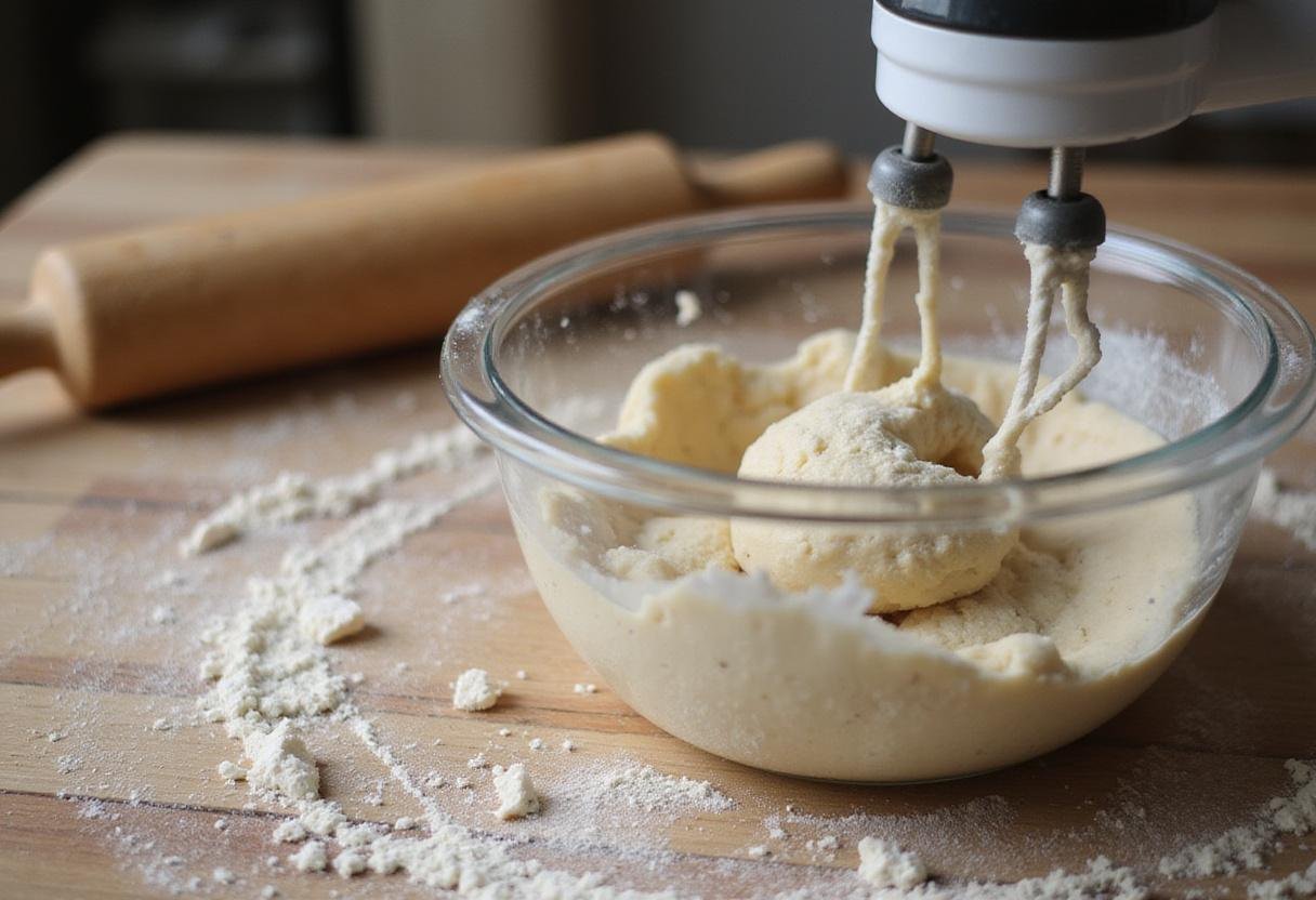 Making Mike's Washington Heights bagels with fresh dough on a wooden countertop.