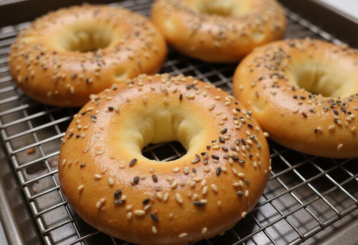 Cooling fresh Mike's bagels Washington Heights style, with a variety of toppings showcasing their deliciousness.