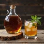 Final presentation of homemade orgeat syrup, showcasing the delightful almond syrup ready for cocktails.