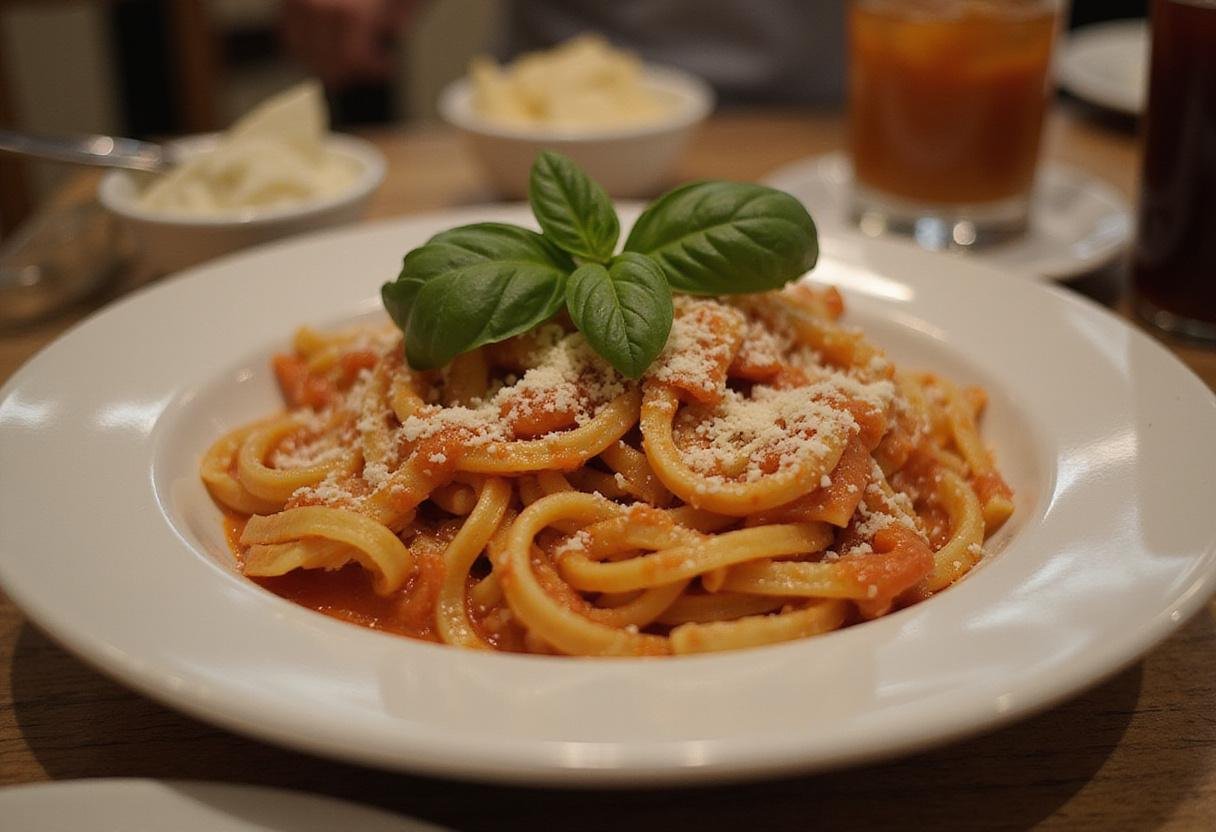 Delicious pasta dish prepared in a pasta cooker, beautifully garnished and ready for dining, highlighting the convenience of a pasta microwave cooker.