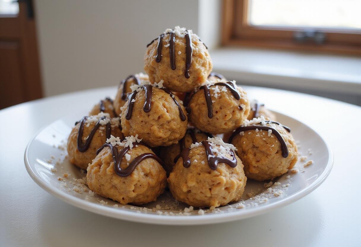 An enticing display of peanut butter rice krispie balls, showcasing the delicious snack perfect for any occasion, highlighting their delightful texture and flavor.