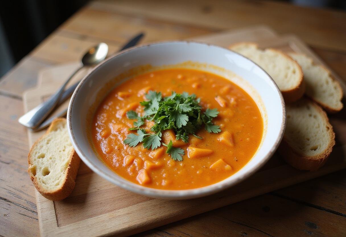 Final presentation of busy day soup recipe showcasing a comforting and quick meal ready to serve.