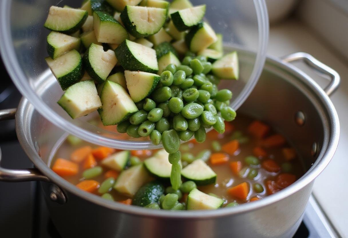 Incorporating fresh vegetables into the busy day soup recipe to enhance flavor and nutrition quickly.
