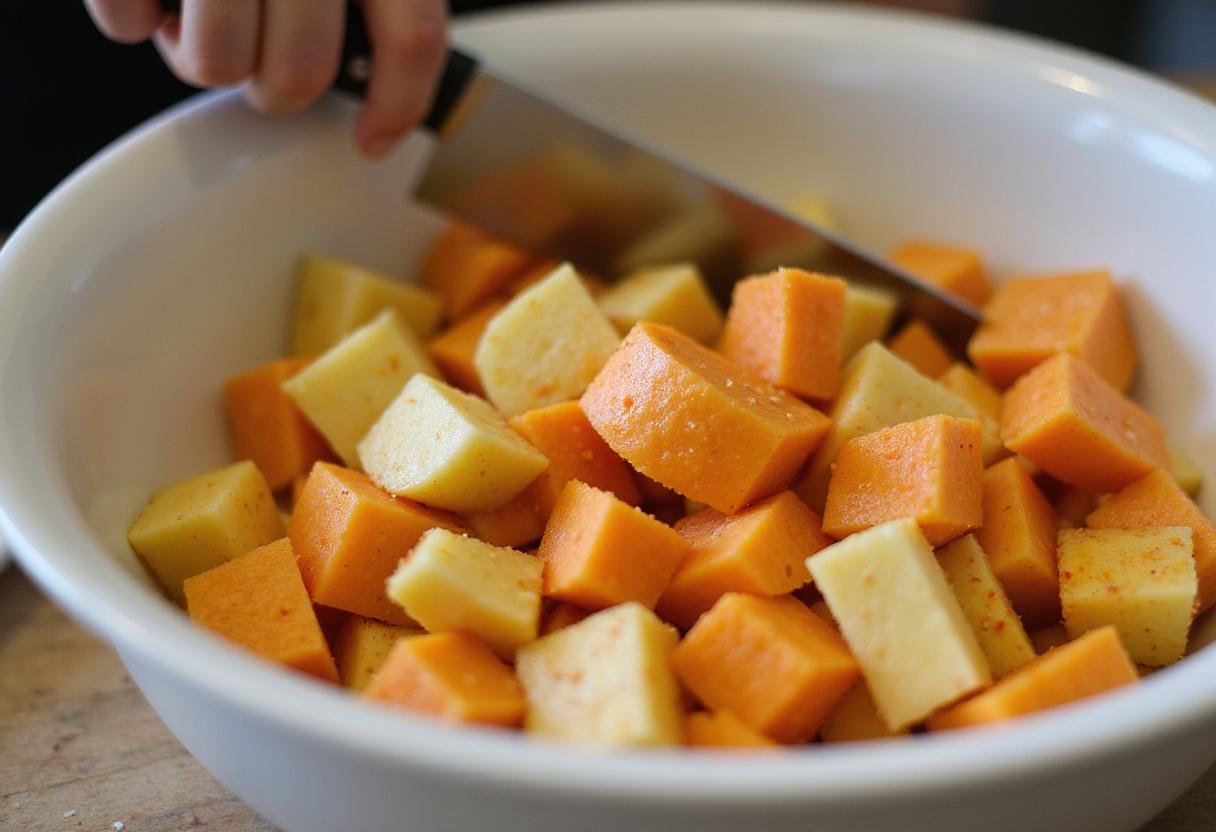 Chopped fruits arranged in a bowl, highlighting the bright colors of each fruit in this delicious fruit salad recipe.