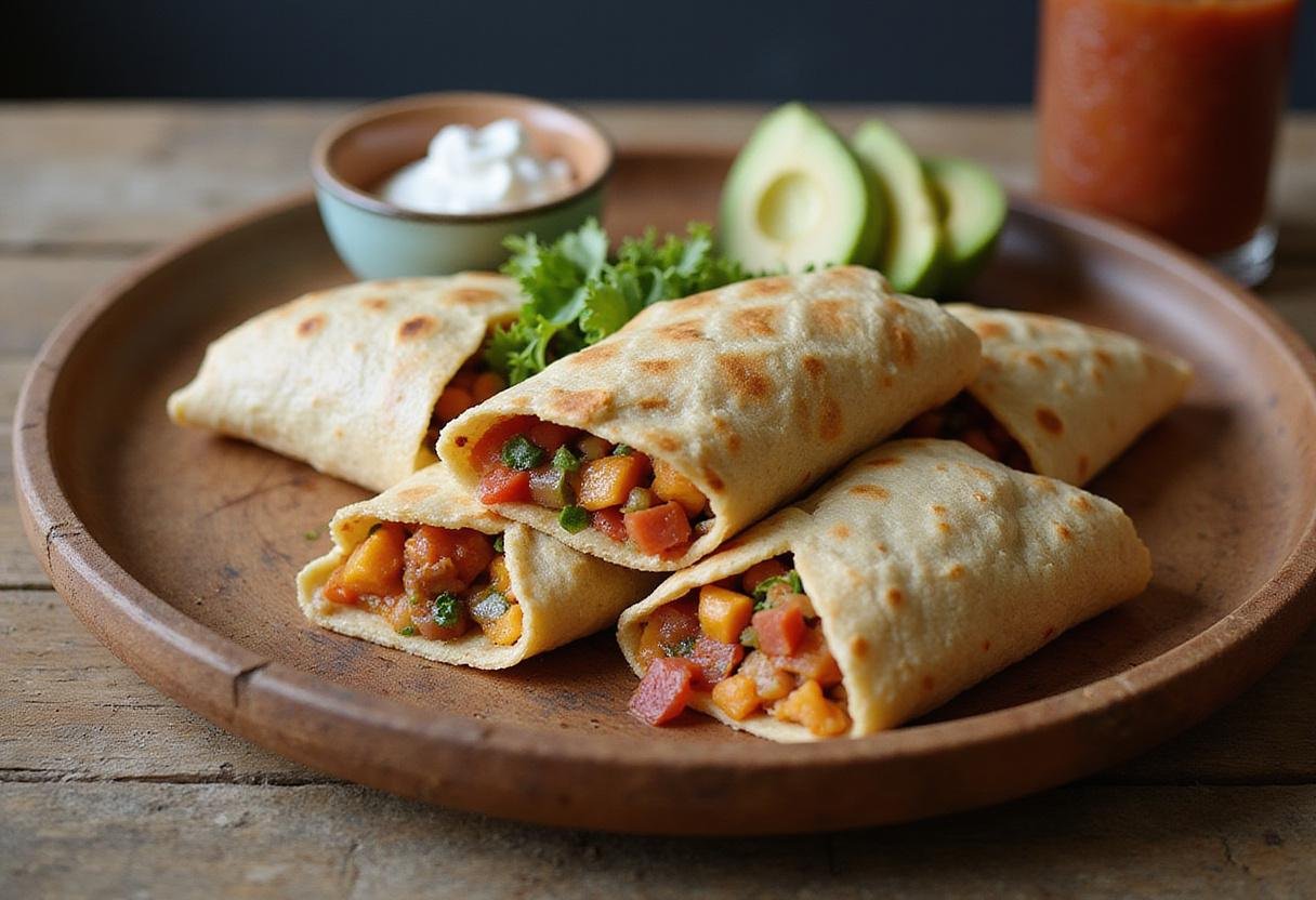 Beautifully arranged ranchero burrito feast showcasing vibrant sliced burritos, perfect for sharing and enjoying vibrant flavors at the table.