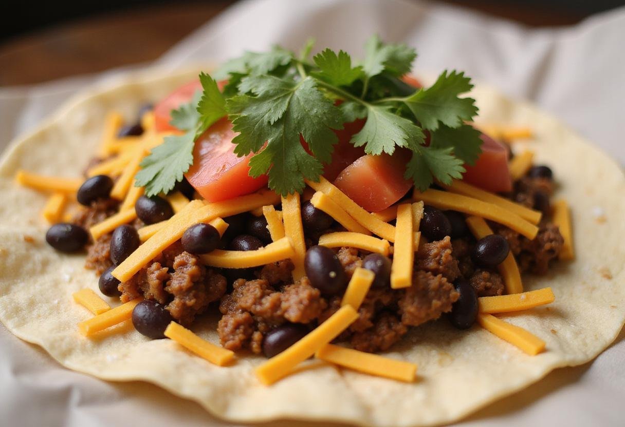 Assembling ranchero style burritos with vibrant and fresh fillings, showcasing the delicious combination of flavors and ingredients.