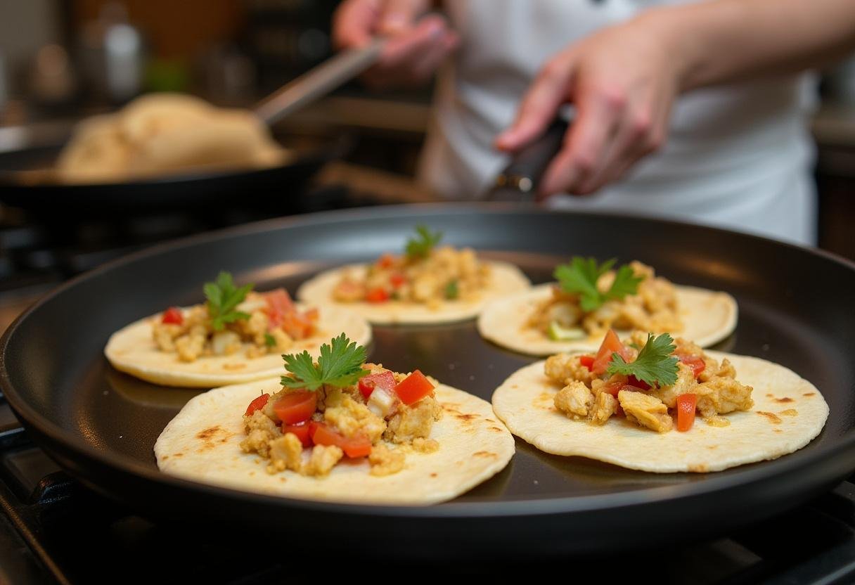 Warm tortillas ready to be filled with flavorful pollo asado and fresh toppings.