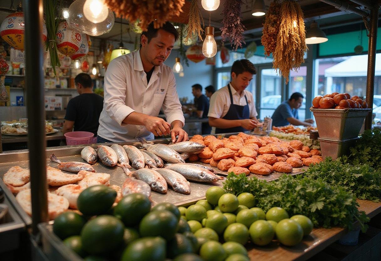 Fresh fish selection at the market for a delicious fish taco recipe.