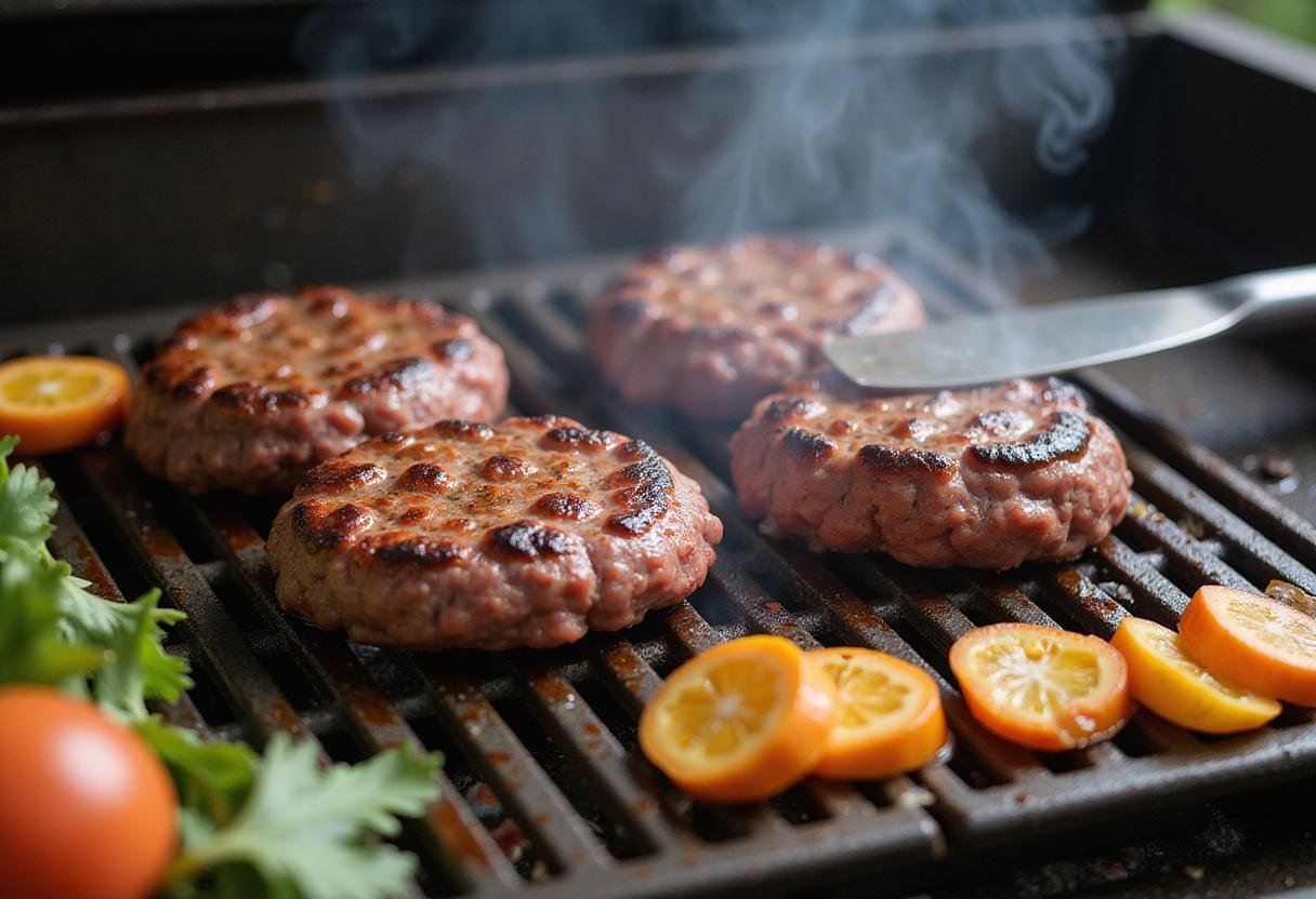 Grilling flavorful venison burger patties for an exquisite venison burger recipe that will delight burger lovers.