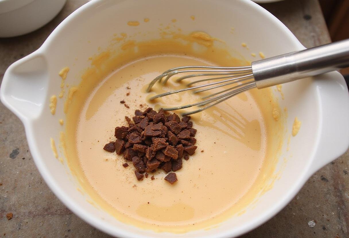 Combine chocolate and nutmeg into the rum cream mixture for a decadent flavor enhancement.