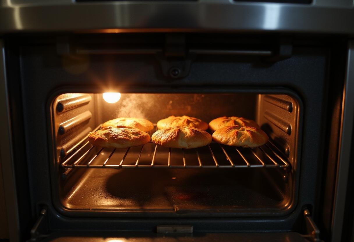 Golden-brown pastries baking to perfection in the oven, showcasing the crucial baking stage in the soft pastry perfection journey.