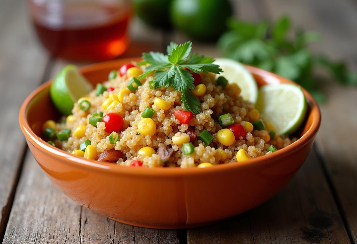 Finished Southwestern Quinoa & Corn Salad, colorful and fresh, perfect for serving.