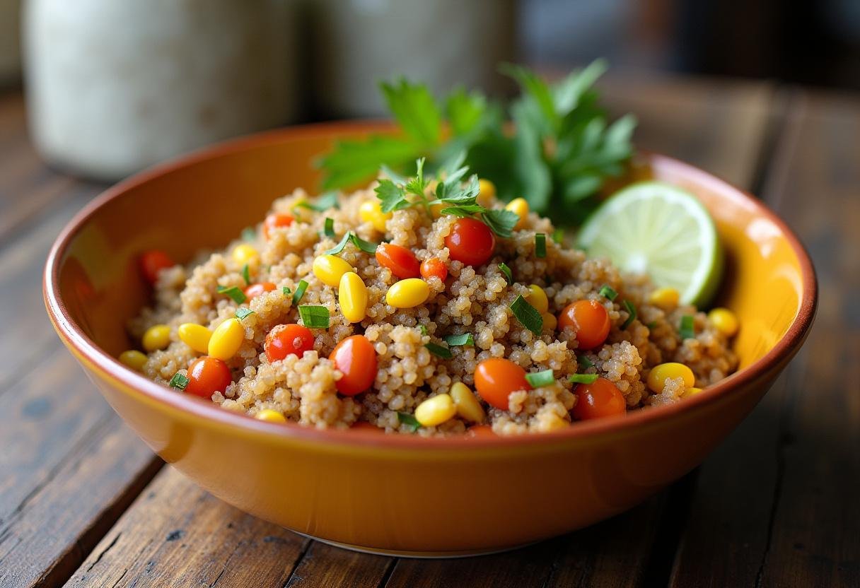 Finished Southwestern Quinoa & Corn Salad, colorful and fresh, perfect for serving.