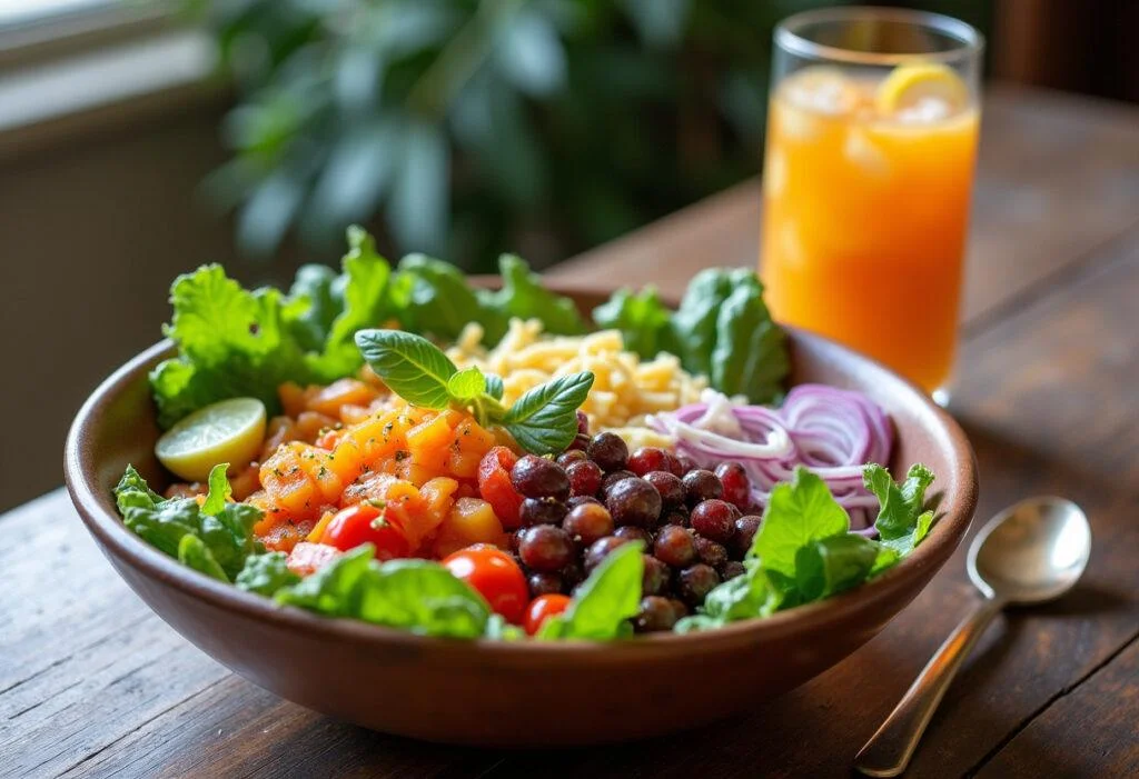 Completed Superfood Packed Salad Bowl ready to enjoy, showcasing fresh ingredients.